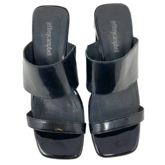 Jeffrey Campbell Black Slide Wedge Sandals - Size 7 - Picture 3 of 7